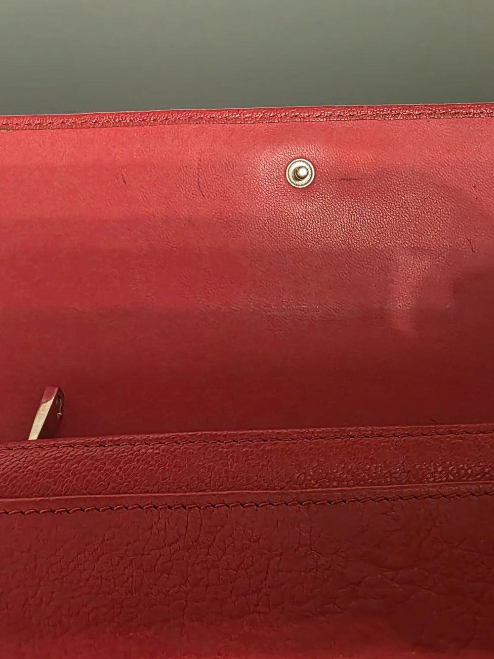 Red Leather Wallet with Logo Plaque